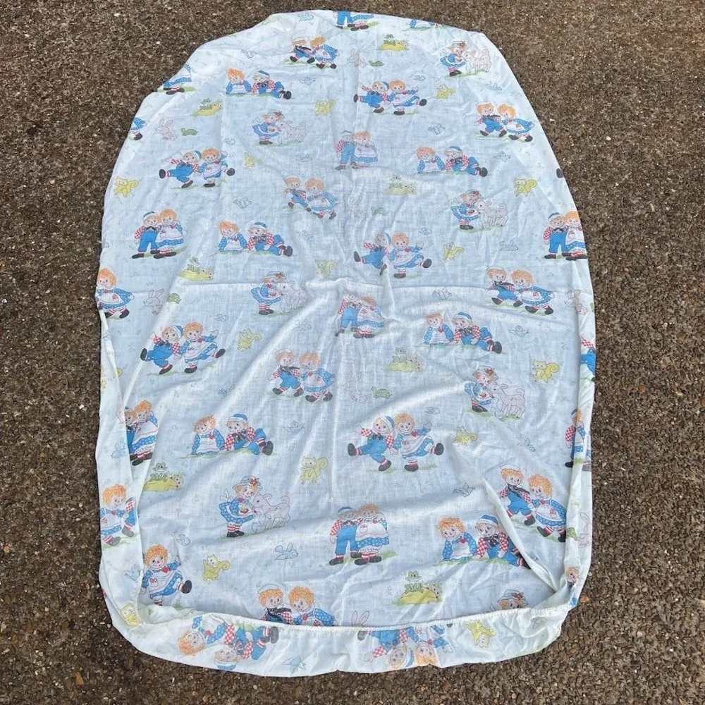 Vintage Raggedy Ann and Andy Twin Fitted Sheet Bobbs-Merrill Co Inc Bedding